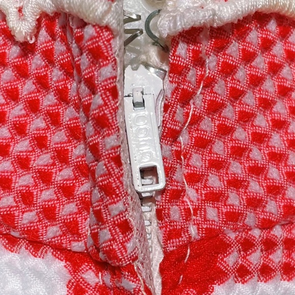 Late 50s/Early 60s Red and White Textured Cotton Maxi Dress - Picture 6 of 7